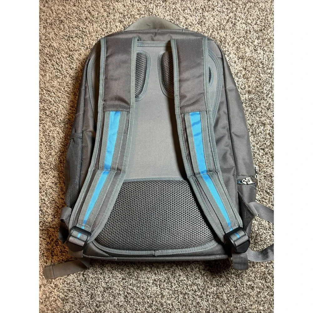 Microsoft Padded Laptop Backpack Strap Multiple Pockets Zip Blue Gray 18